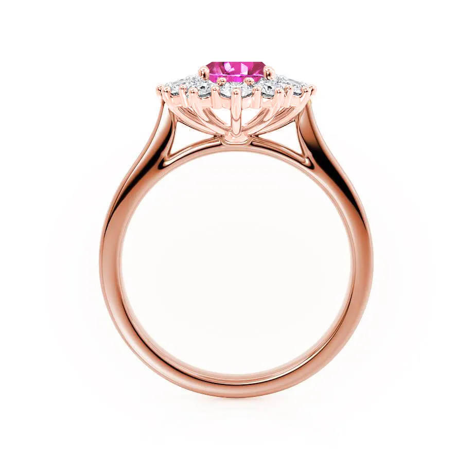 DIANA - Chatham® Pink Sapphire & Lab Diamond 18k Rose Gold