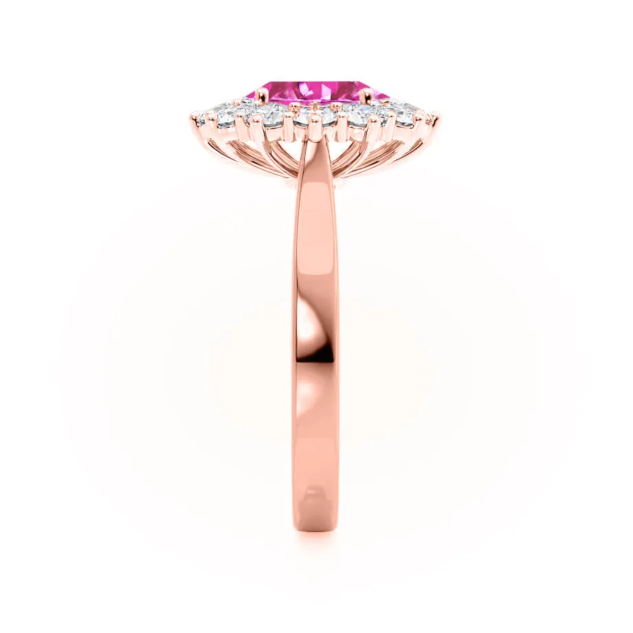 DIANA - Chatham® Pink Sapphire & Lab Diamond 18k Rose Gold