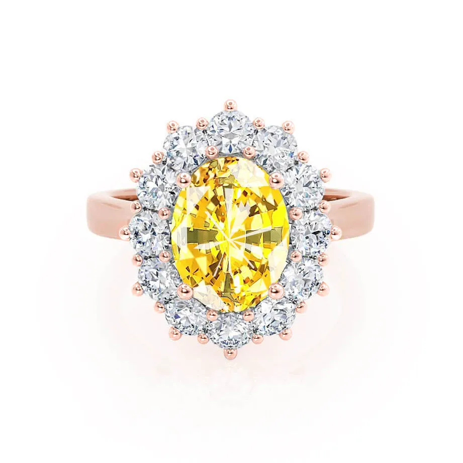 DIANA - Chatham® Yellow Sapphire & Lab Diamond 18k Rose Gold