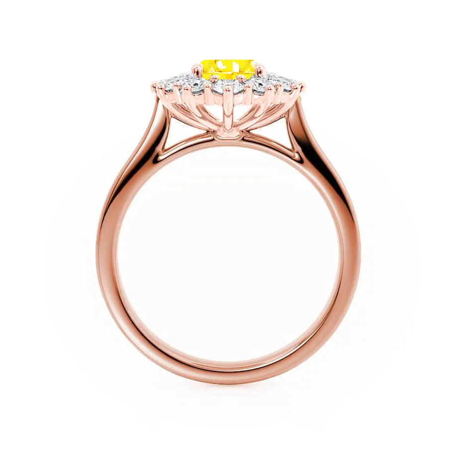 DIANA - Chatham® Yellow Sapphire & Lab Diamond 18k Rose Gold