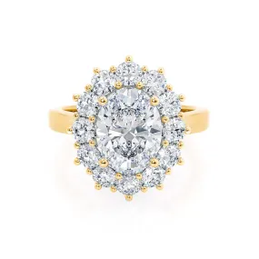 DIANA - Iconic Oval Moissanite & Lab Diamond 18k Yellow Gold