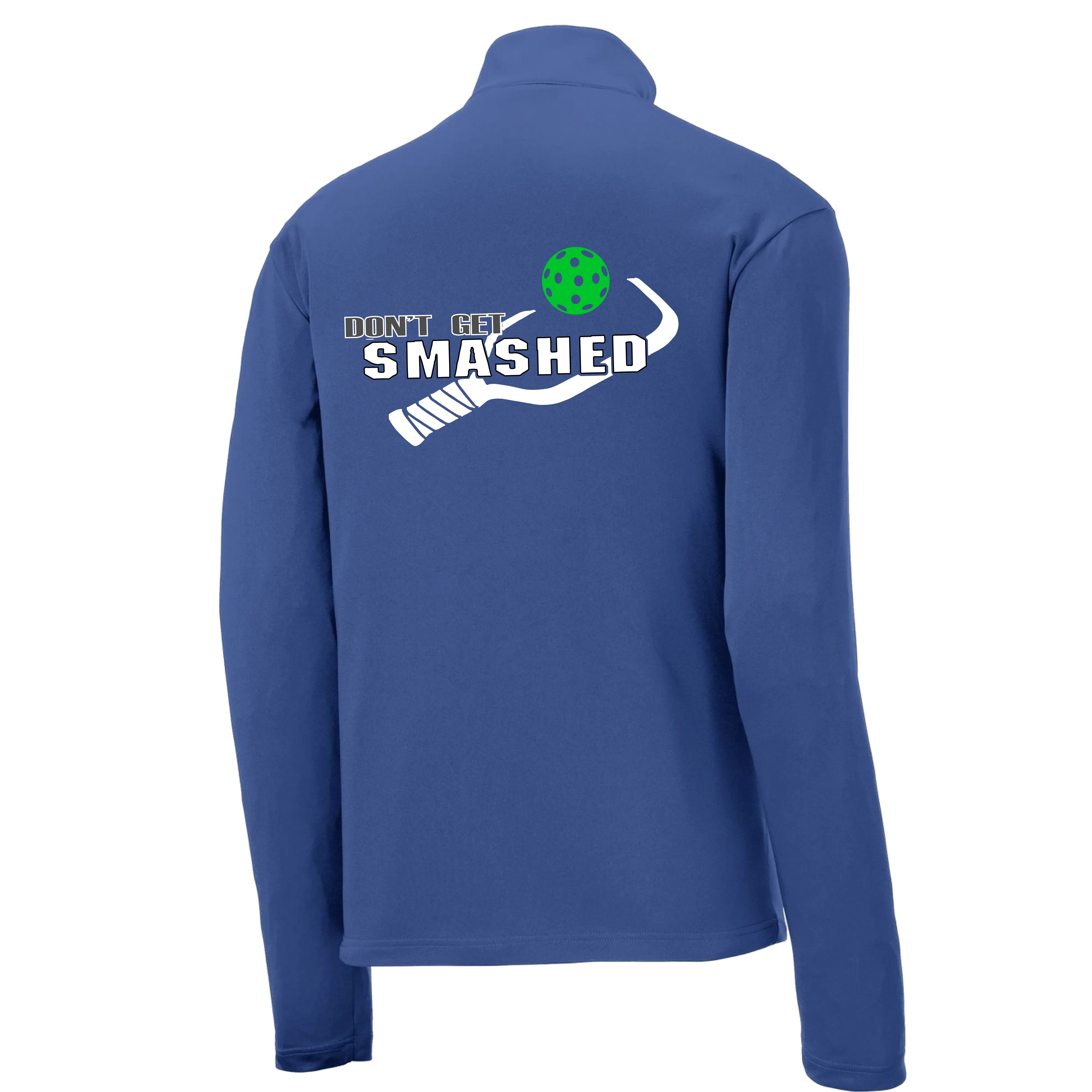 Don't Get Smashed (Pickleball Colors Red Green Stars) | Men's 1/4 Zip Long Sleeve Pullover Athletic Shirt | 100% Polyester