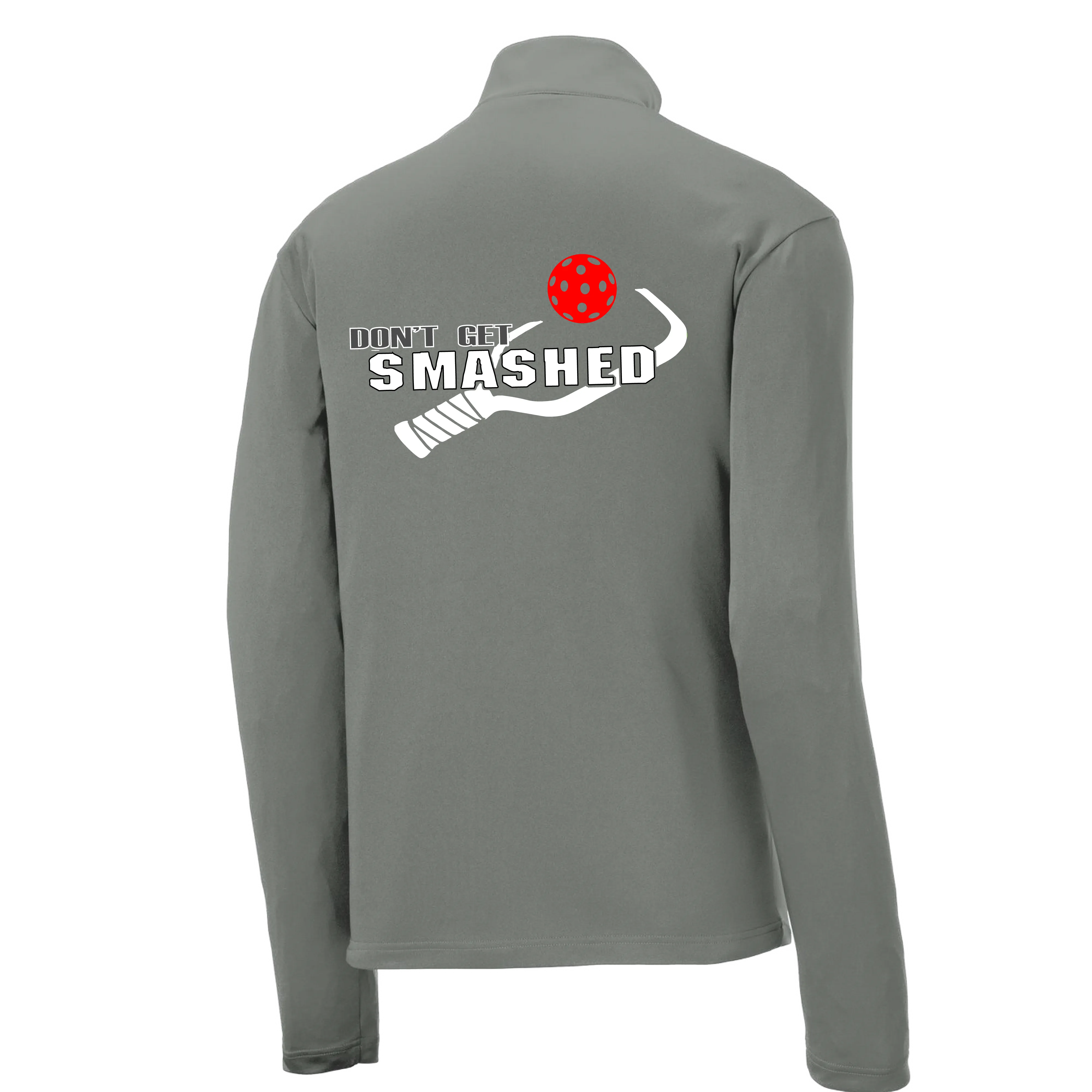 Don't Get Smashed (Pickleball Colors Red Green Stars) | Men's 1/4 Zip Long Sleeve Pullover Athletic Shirt | 100% Polyester