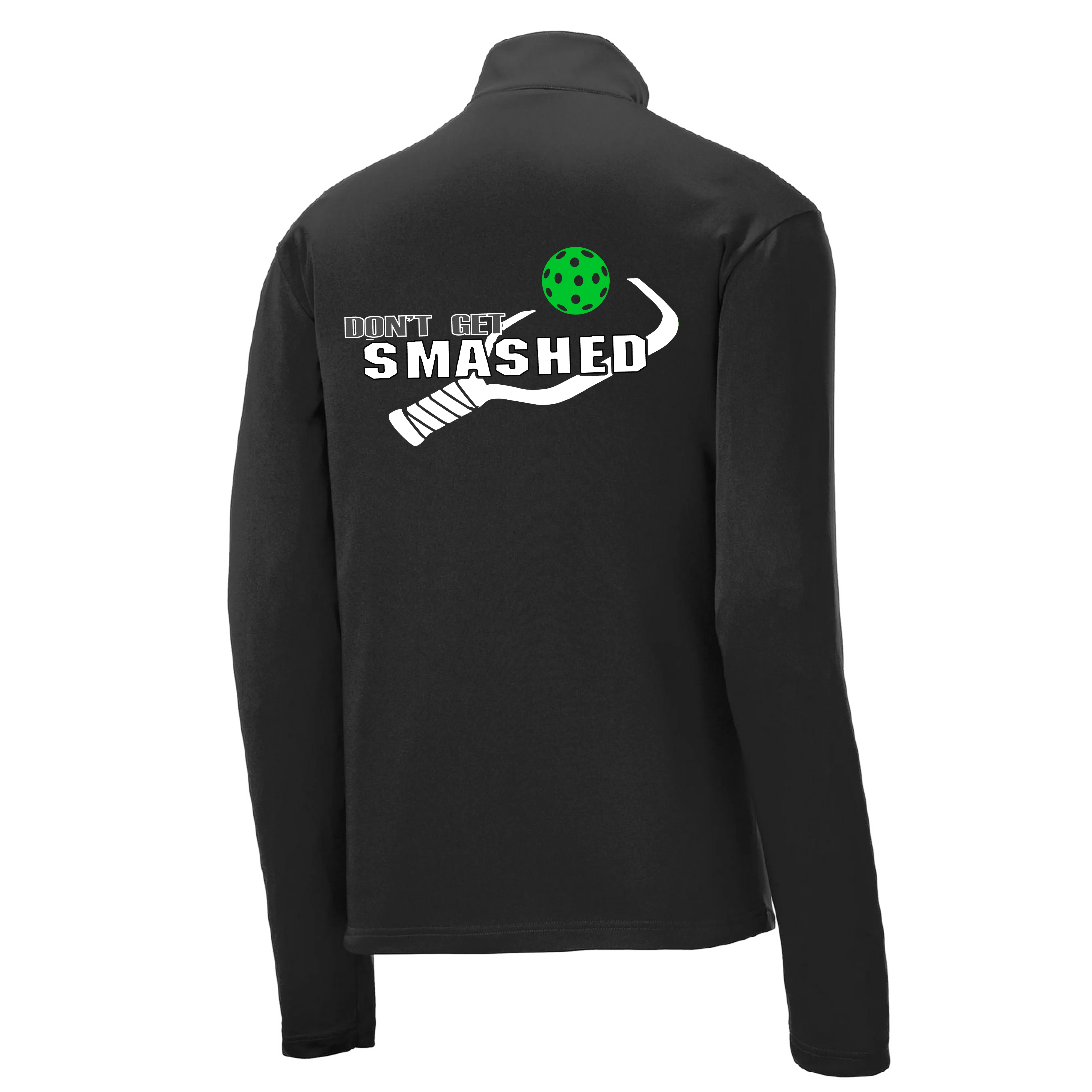 Don't Get Smashed (Pickleball Colors Red Green Stars) | Men's 1/4 Zip Long Sleeve Pullover Athletic Shirt | 100% Polyester