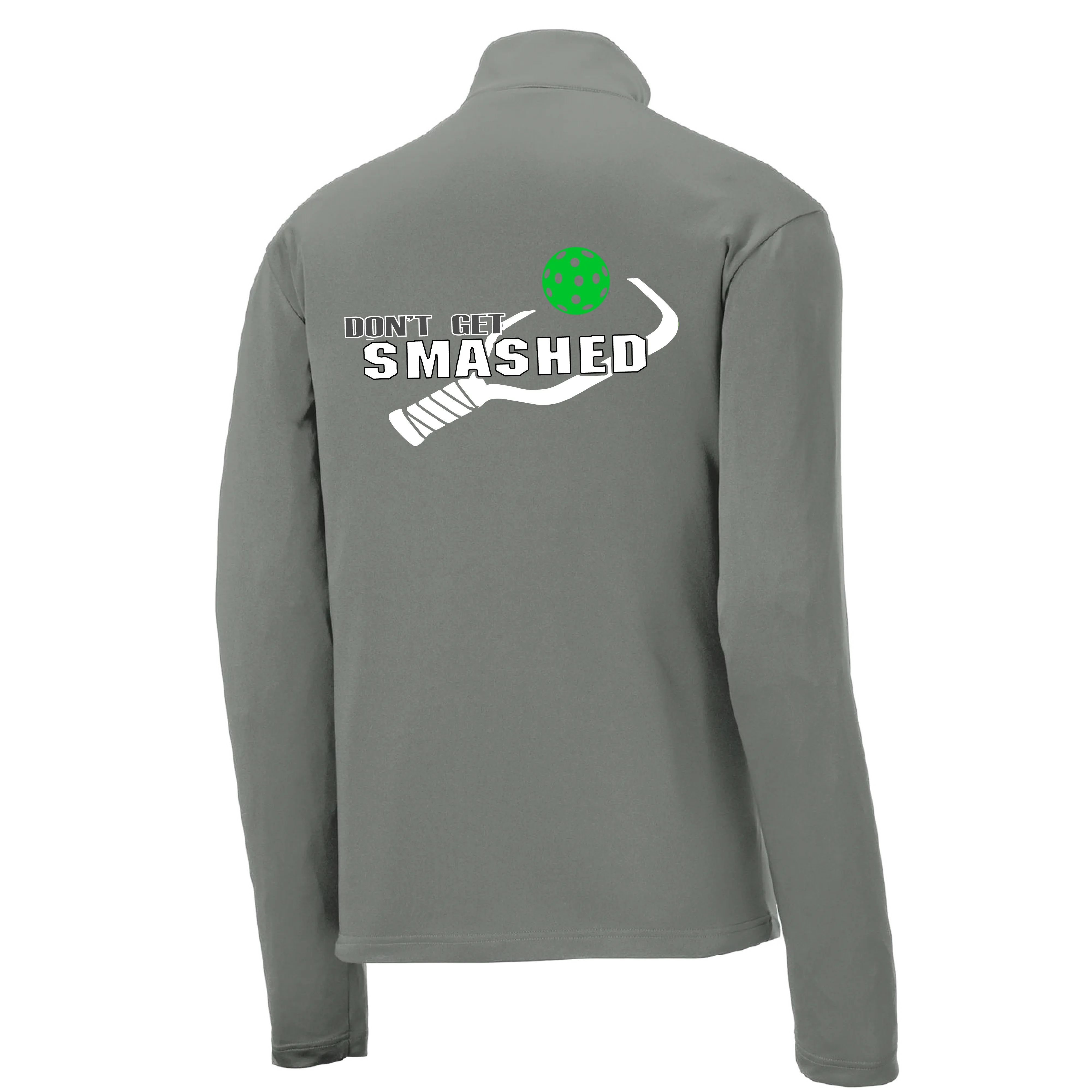 Don't Get Smashed (Pickleball Colors Red Green Stars) | Men's 1/4 Zip Long Sleeve Pullover Athletic Shirt | 100% Polyester