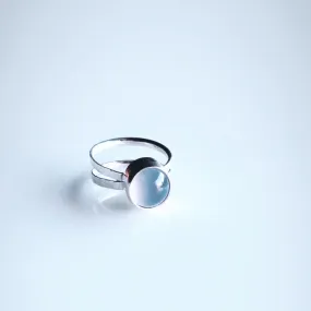 Double band blue chalcedony ring