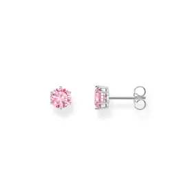 Ear studs with pink zirconia in brilliant cut