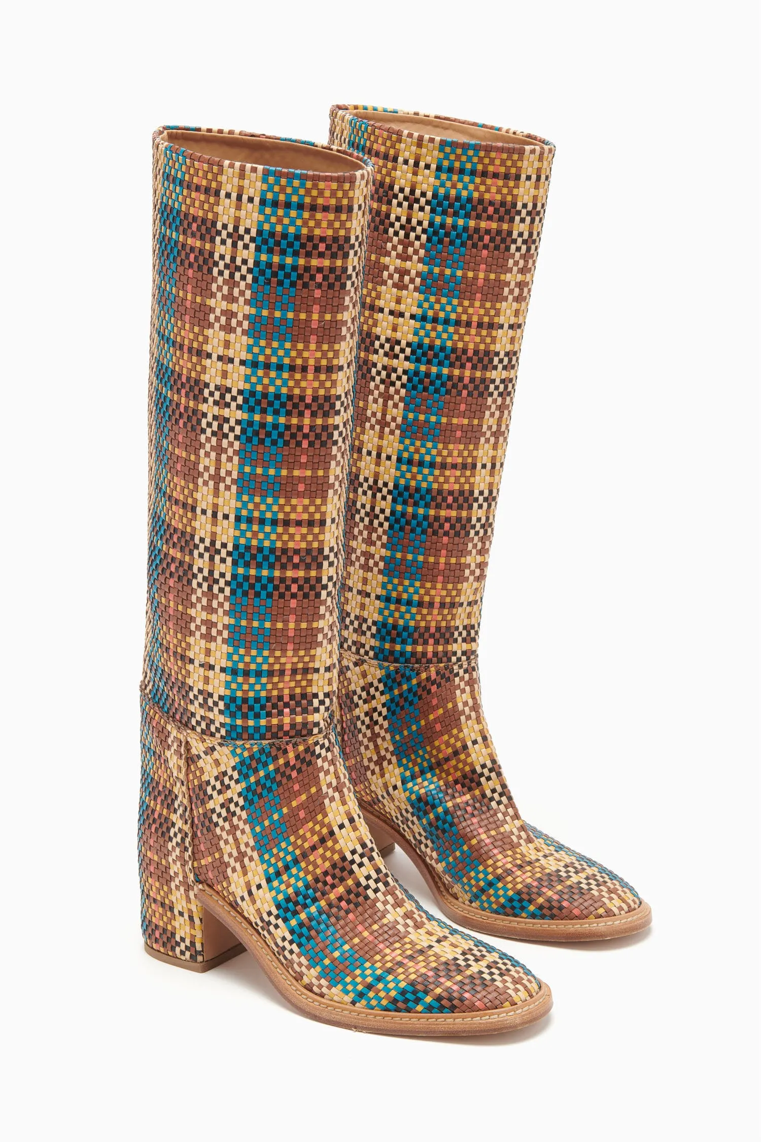 Elena Woven Riding Boot - Wheat Woven