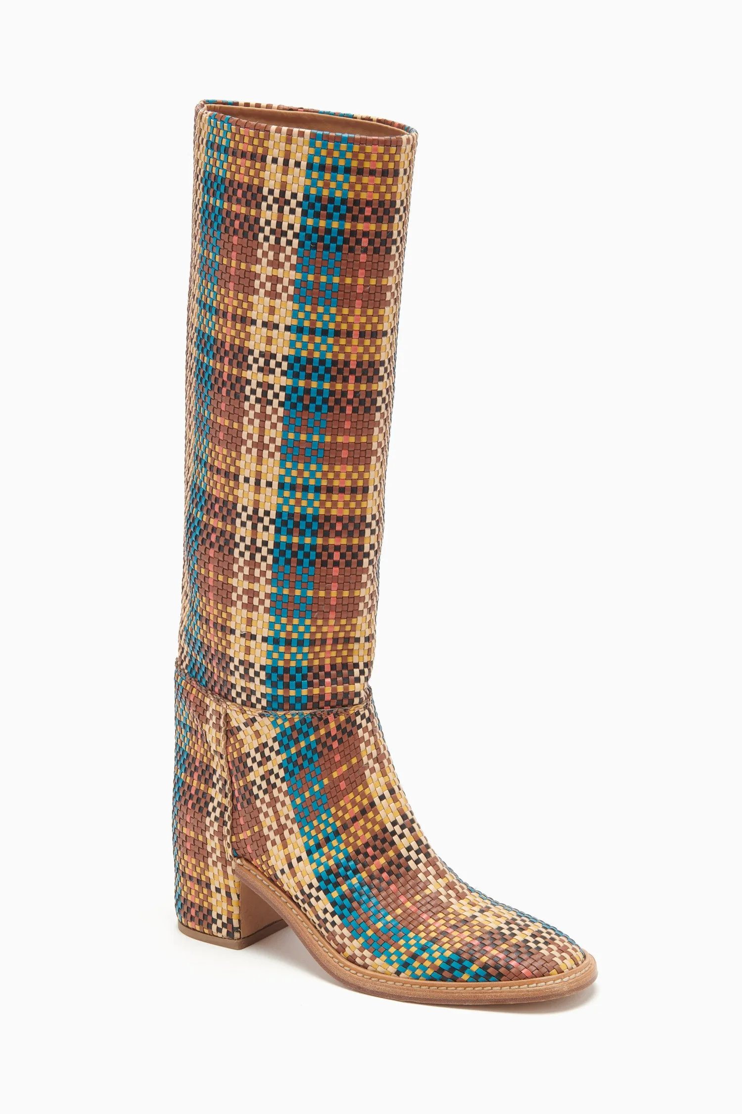 Elena Woven Riding Boot - Wheat Woven