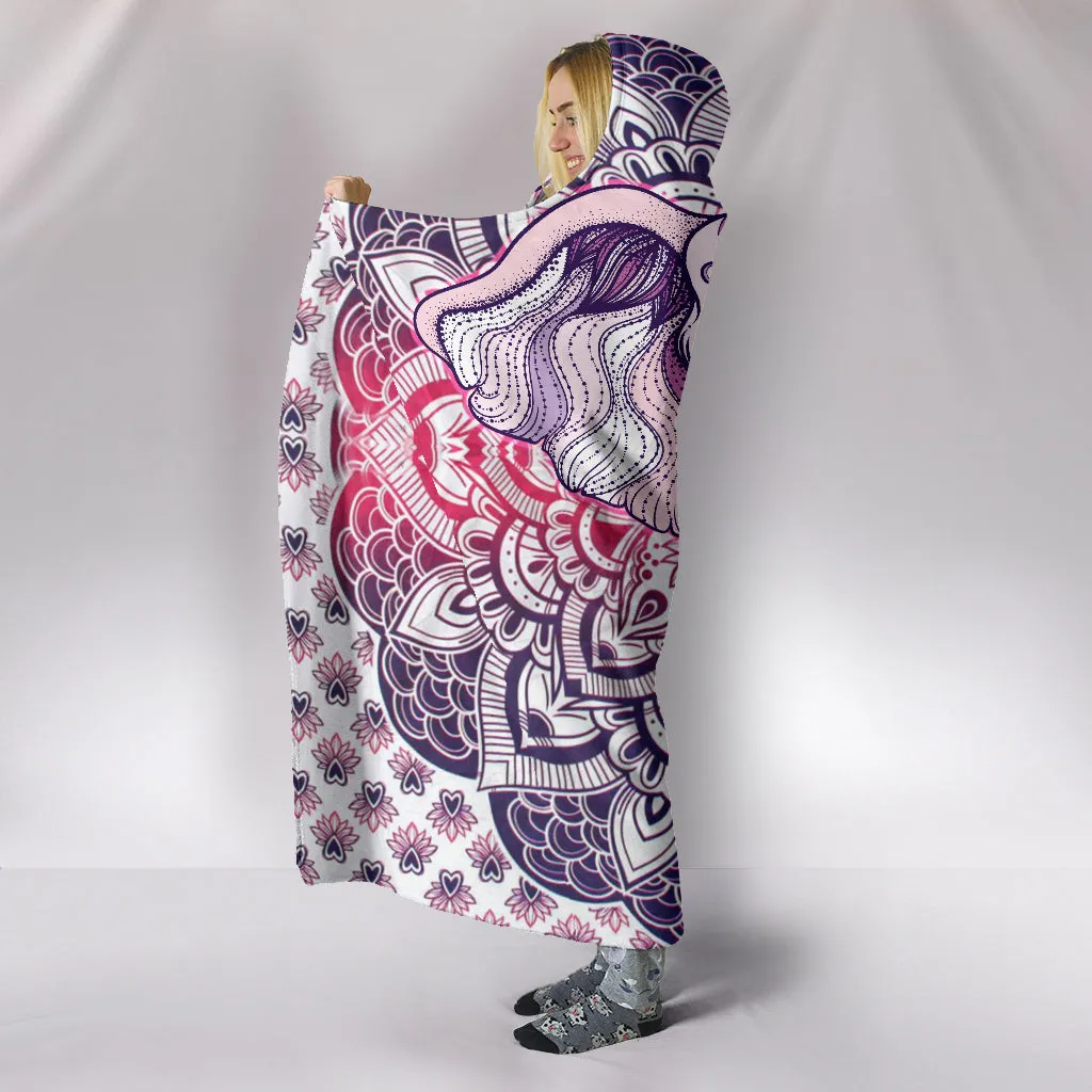 Elephant Purple Mandala Hooded Blanket