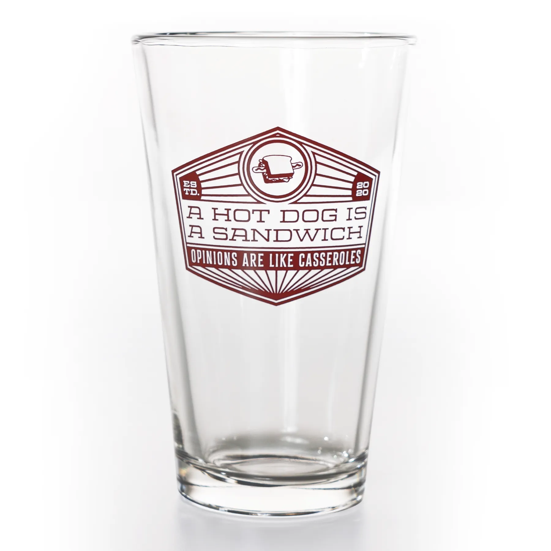 Emblem Pint Glass (A Hot Dog is a Sandwich)