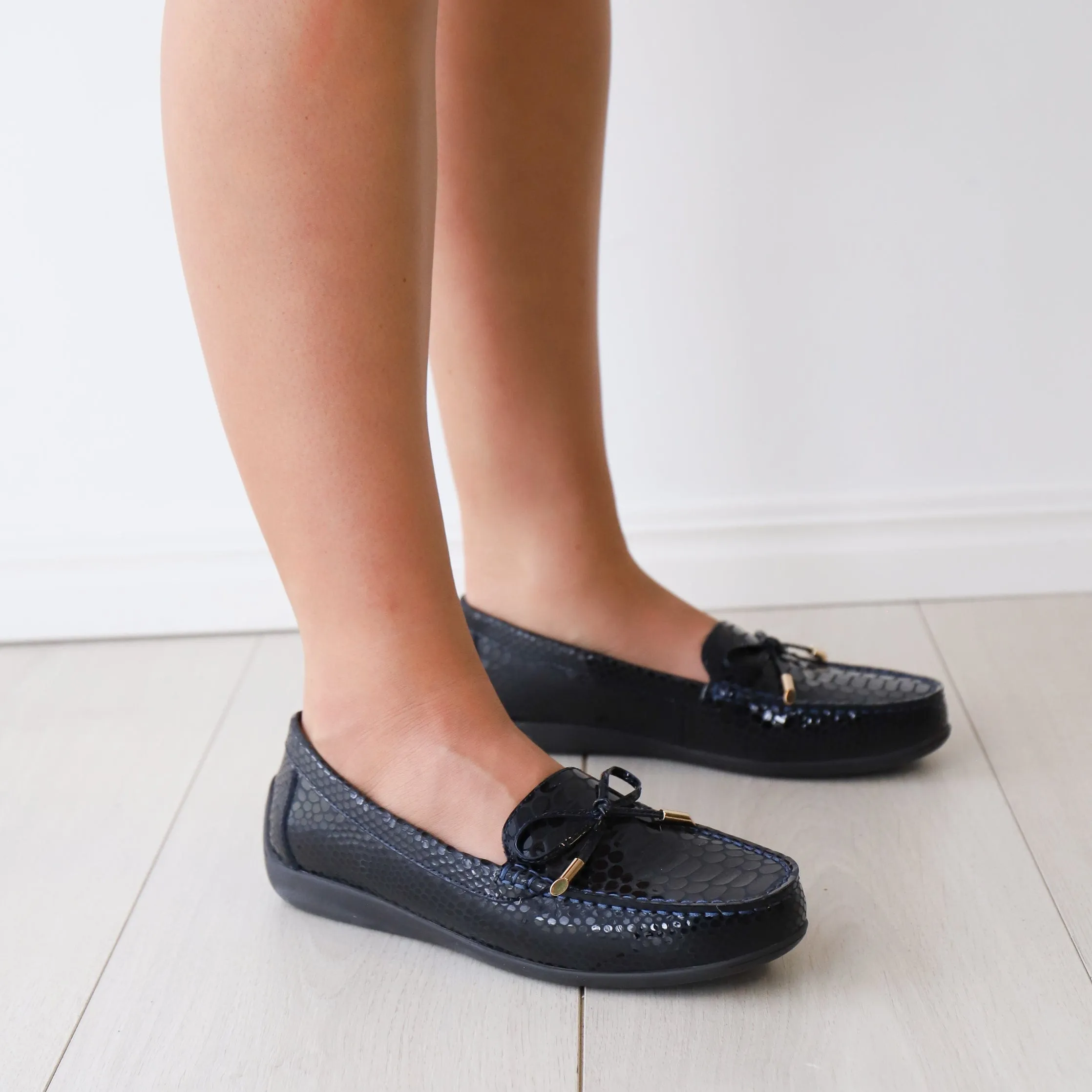 ERIN Navy Croc Patent