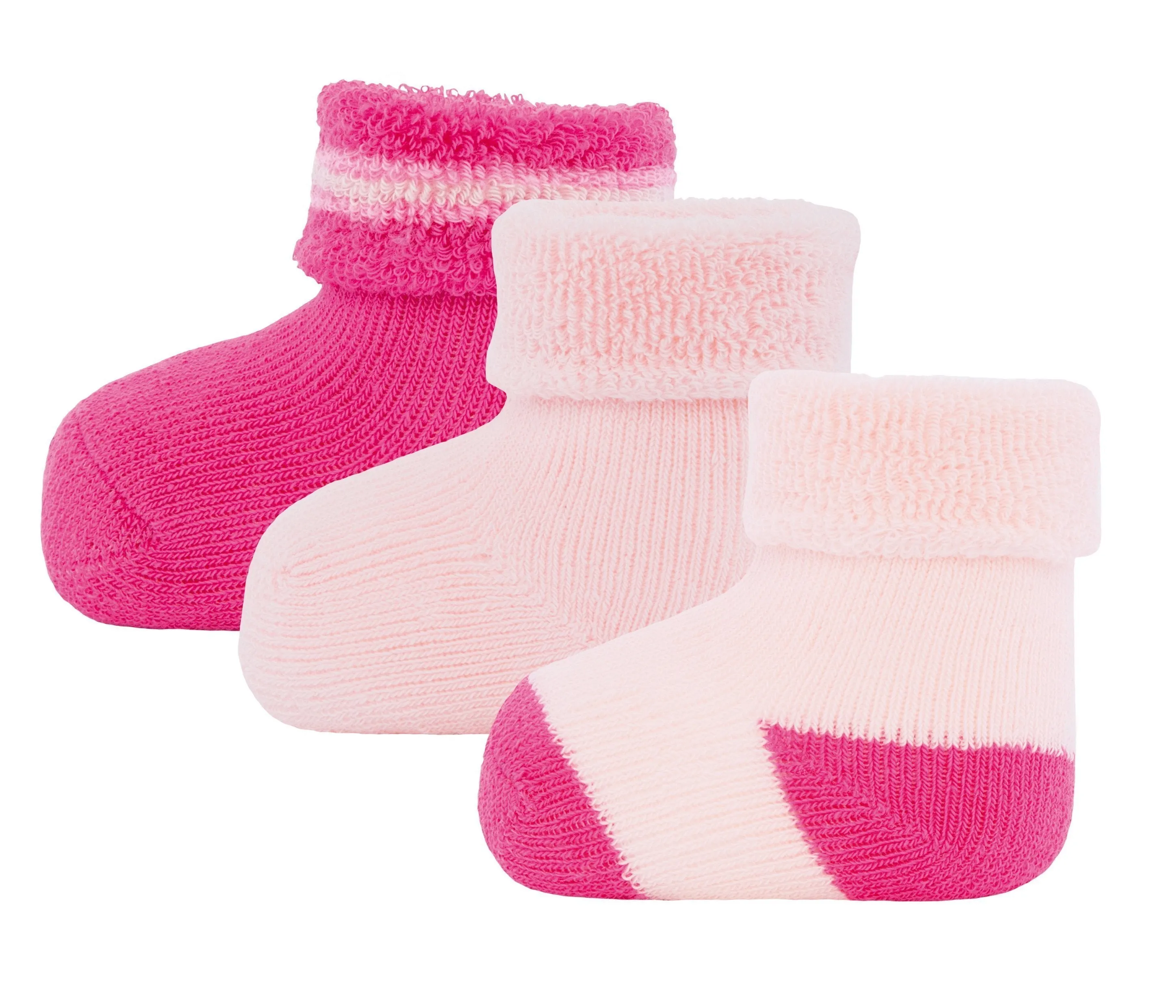 Ewers Stripes Pink Newborn Socks 德國粉色初生嬰兒襪(3對)