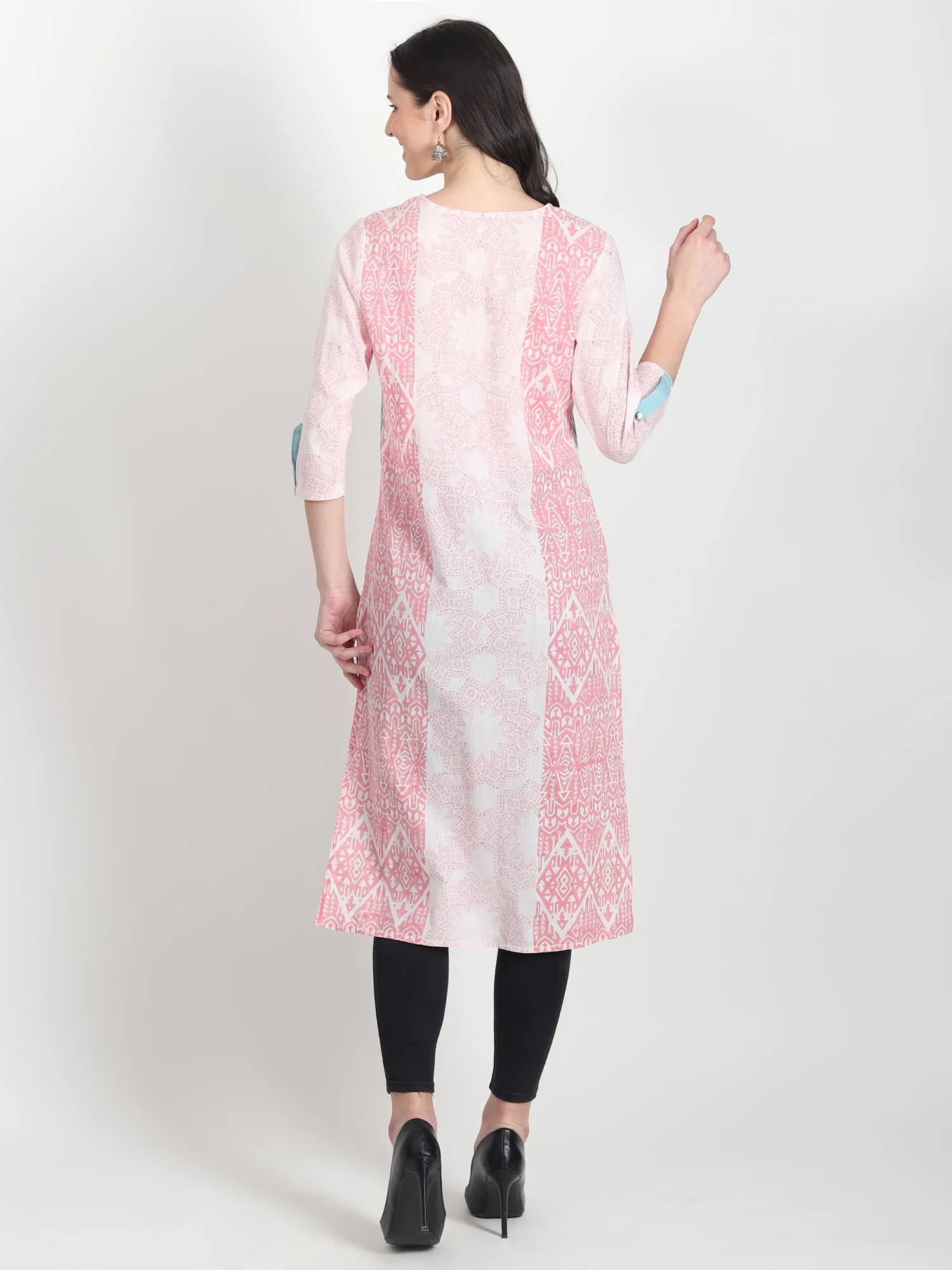 FAUNA Hand Block Printed Straight Kurti Tribal Motifs