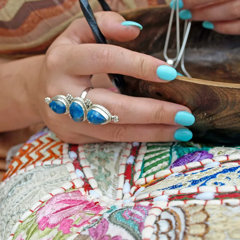 Fennec Azurite Bohemian Style Ring