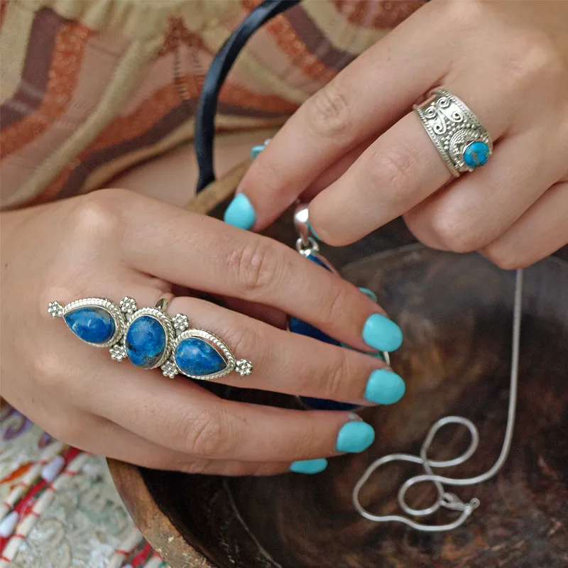 Fennec Azurite Bohemian Style Ring