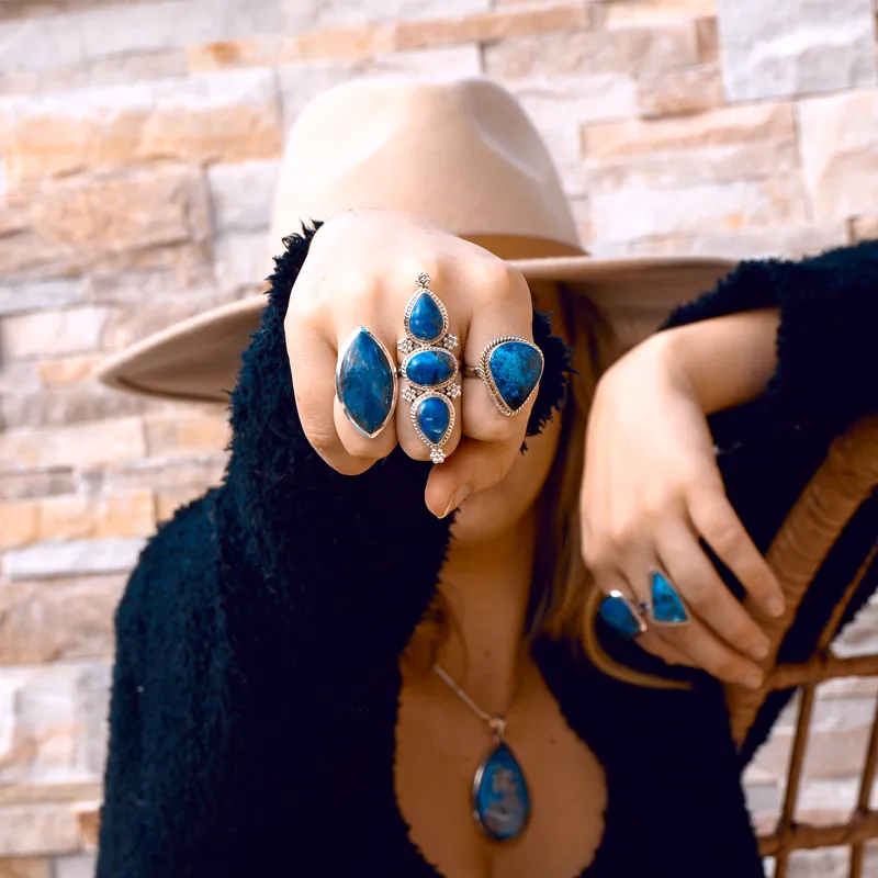 Fennec Azurite Bohemian Style Ring