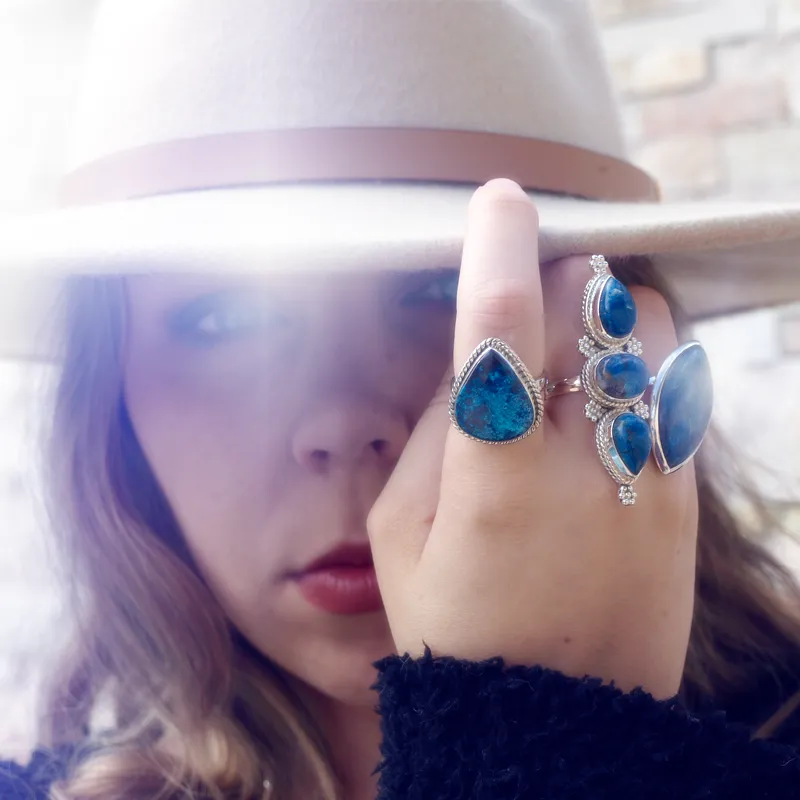 Fennec Azurite Bohemian Style Ring