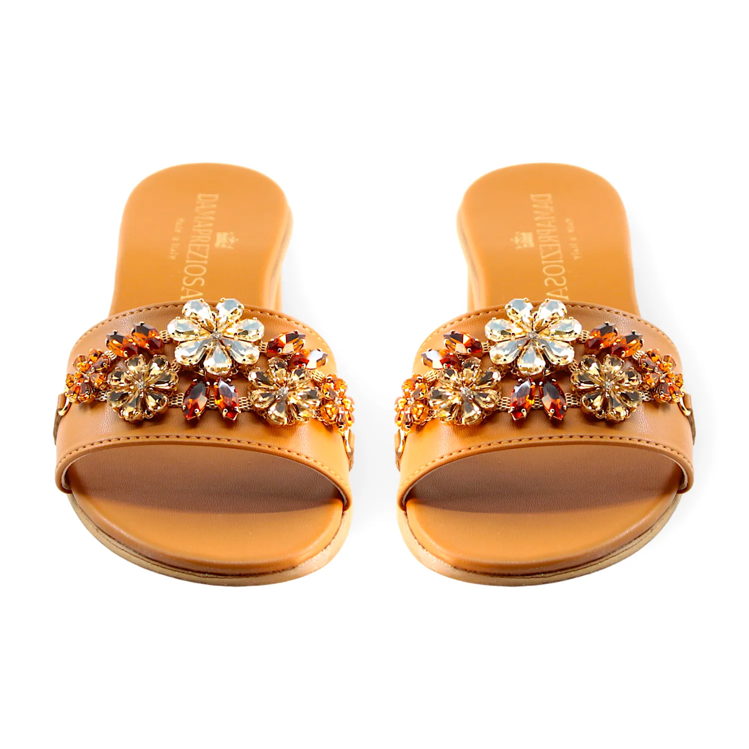 Flora Brown Sandals With Crystals