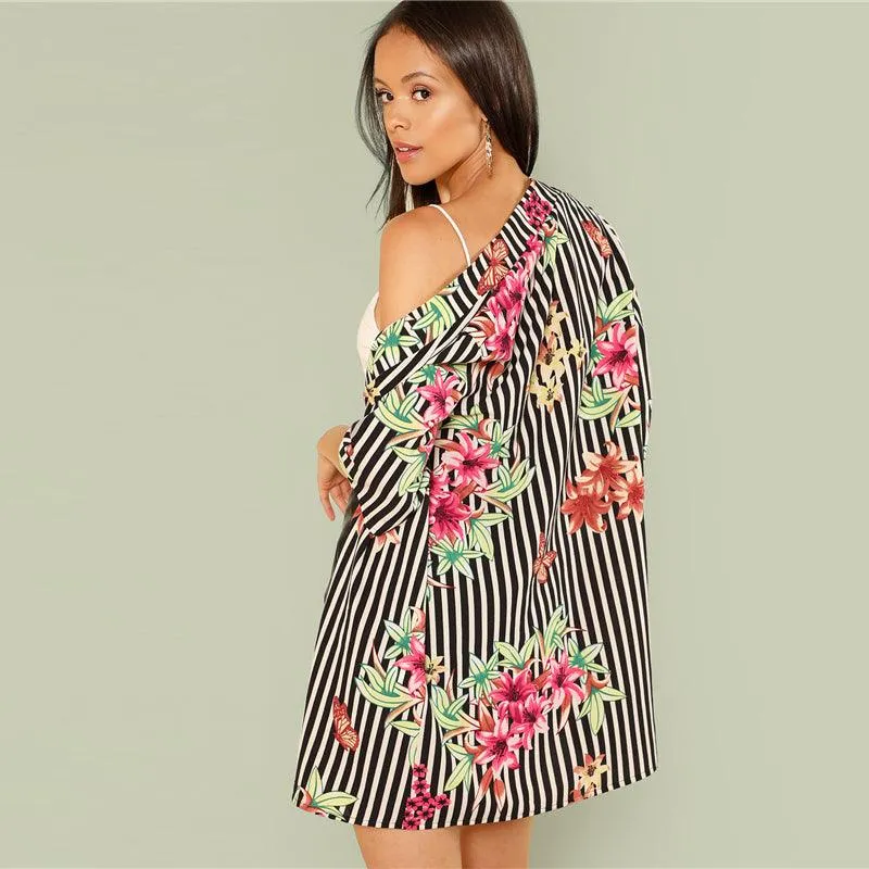 FLORA’S FLORAL STRIPE KIMONO