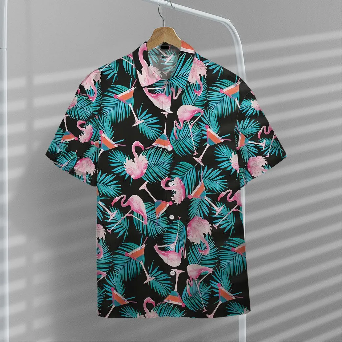 Gearhuman 3D Martini Flamingo Hawaii Shirt