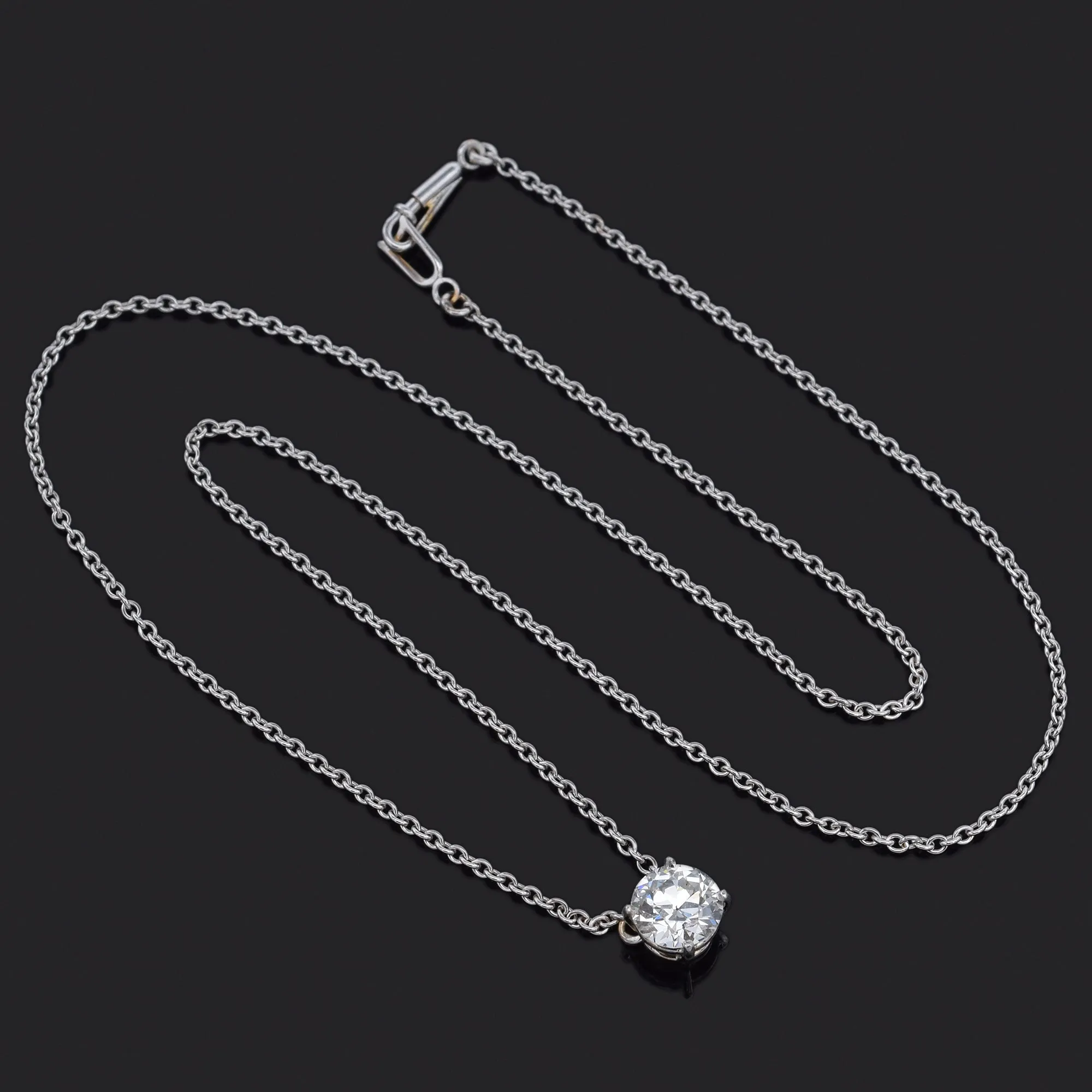 GIA Certified 1.20 Ct H VS2 Old Euro Diamond 14K White Gold Pendant Necklace