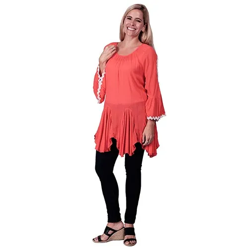 Godet Lace Trimmed Tunic