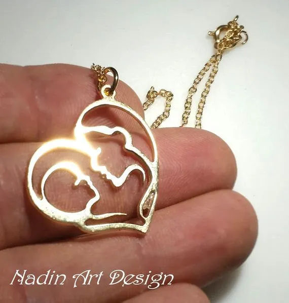 Gold Pendant Necklace - Mother Daughter Gift