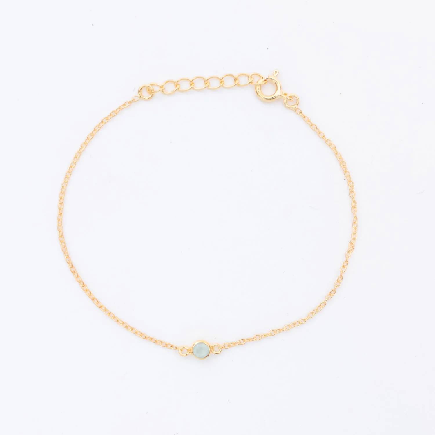 Gold Vermeil Aqua Chalcedony Solitaire Bracelet