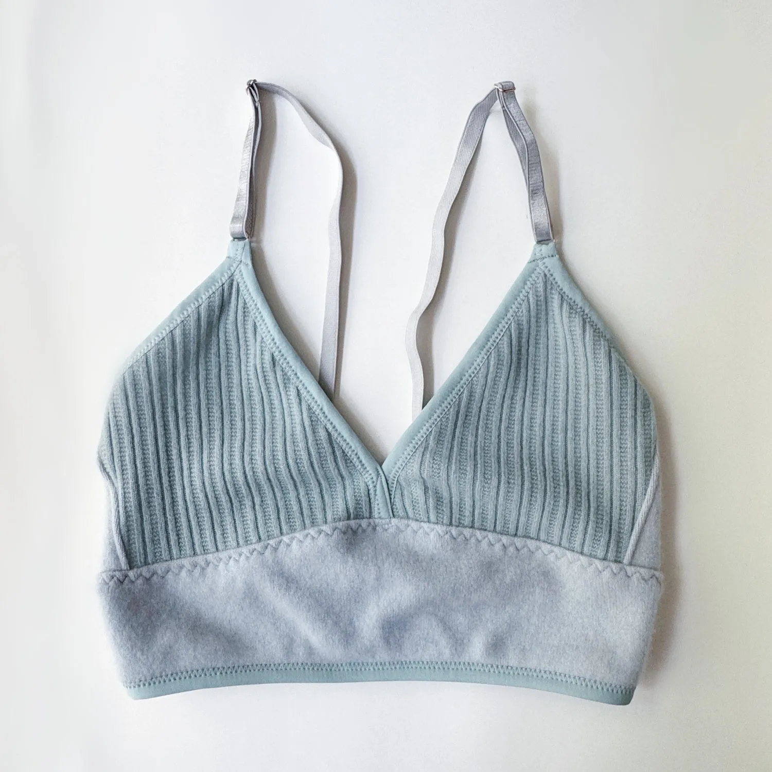 Green Blue Cashmere long bra size Medium | Ready to ship cashmere lingerie