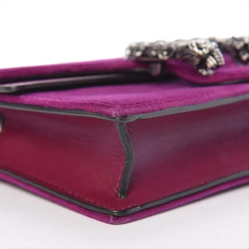 Gucci Dionysus Super Mini Fuchsia Purple Velvet Cross Body Bag