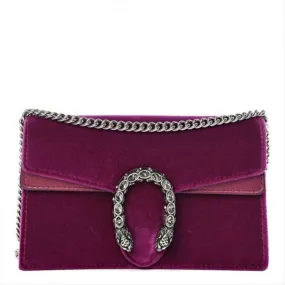 Gucci Dionysus Super Mini Fuchsia Purple Velvet Cross Body Bag