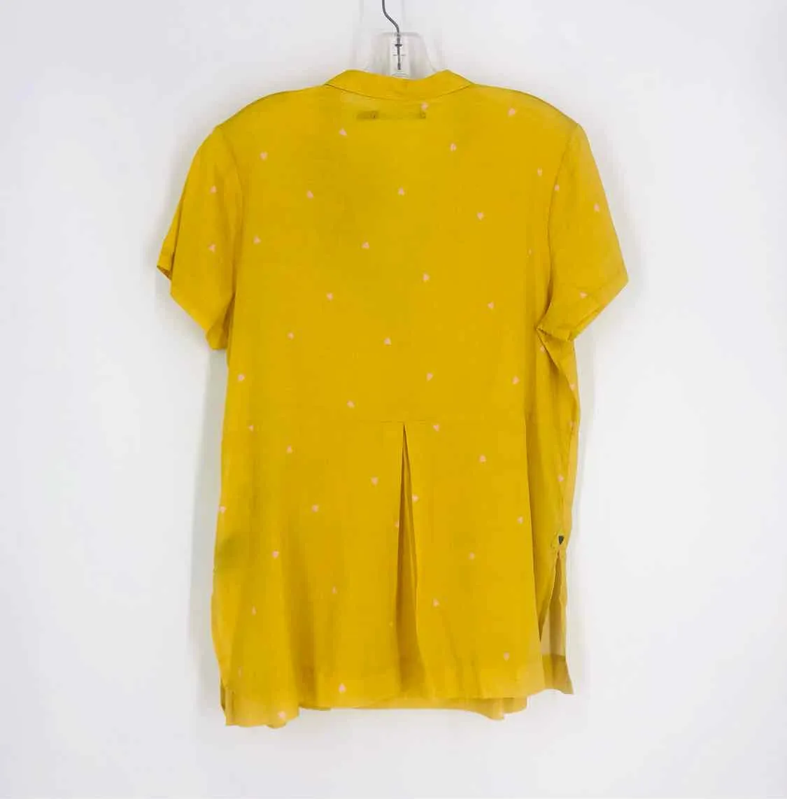 Gudrun Sjoden Size M Yellow/Pink Hearts Pleated Tops Top-Short Sleeve