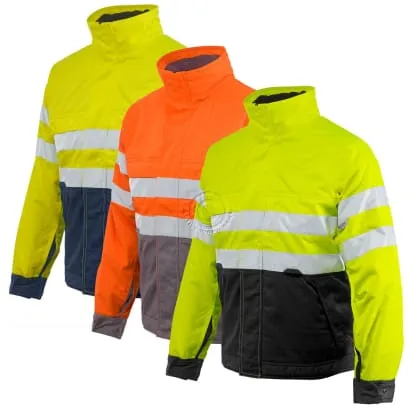 High Visibility Projob Insulated Work Jacket with Collar Zip Class 3 - 646407