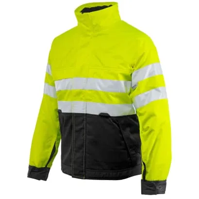 High Visibility Projob Insulated Work Jacket with Collar Zip Class 3 - 646407