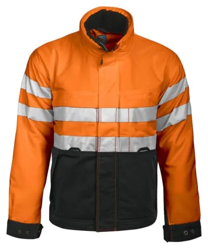 High Visibility Projob Insulated Work Jacket with Collar Zip Class 3 - 646407