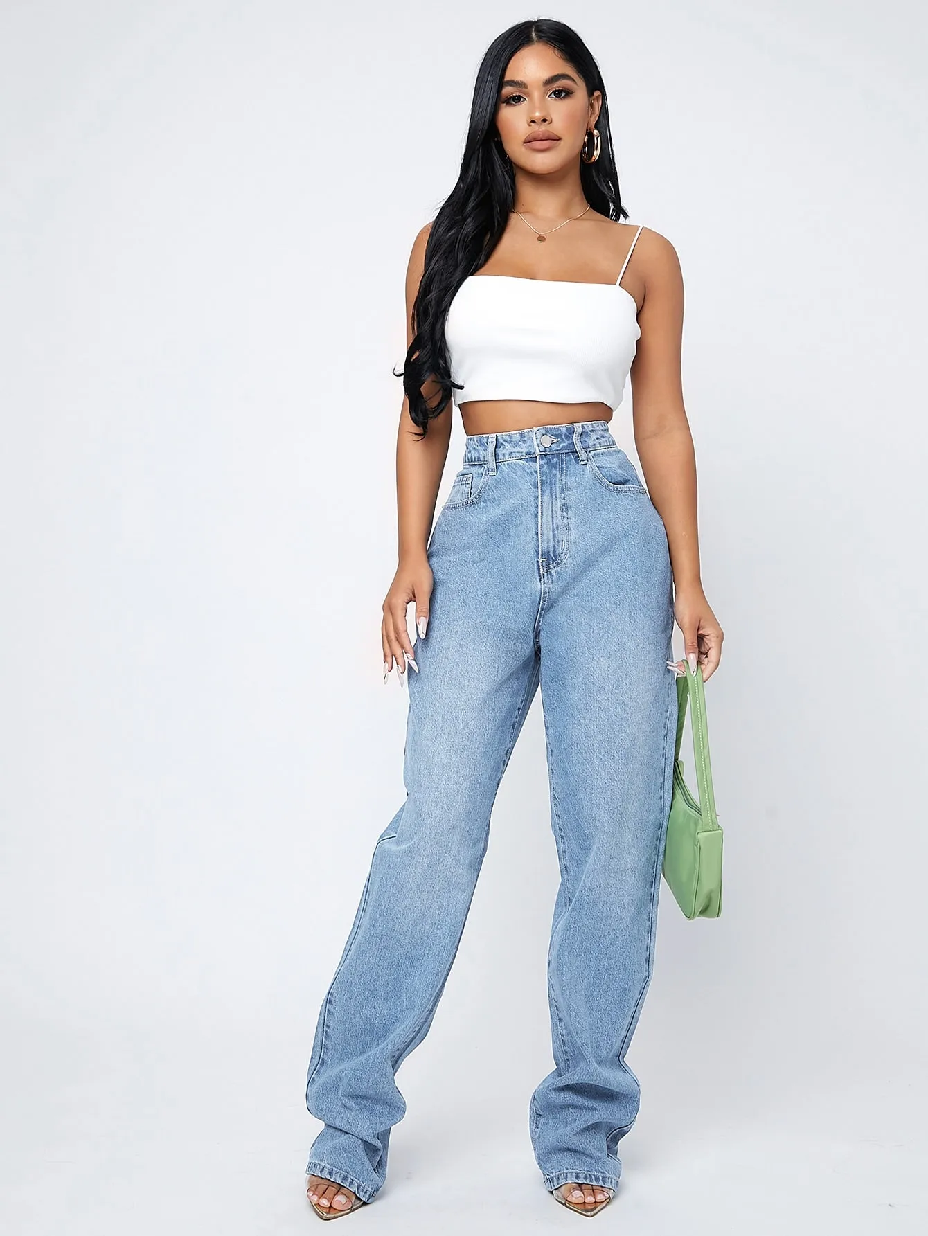 High Waist Straight Leg Jeans