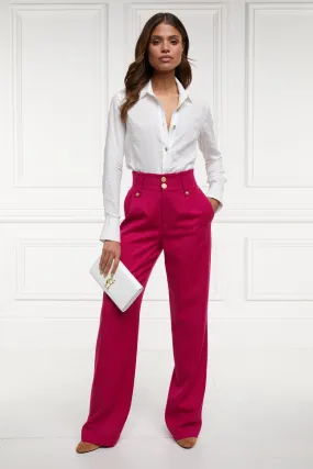 High Waisted Straight Trouser (Hot Pink Barathea)