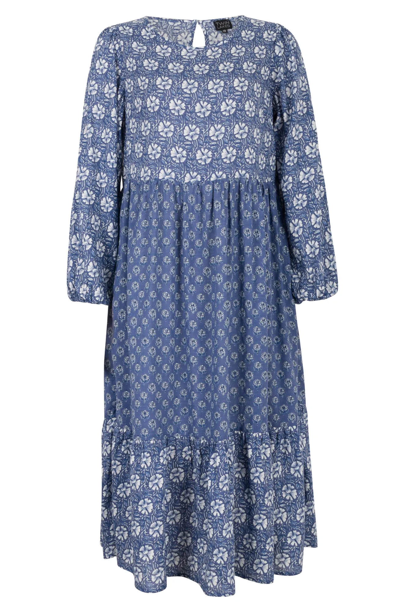 Indigo Stamp prt Cotton Rayon Dress | Indigo Stamp | 6546ZZ