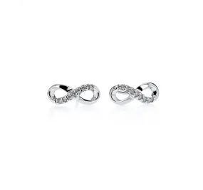 Infinity Earrings with Diamonds in Sterling Silver