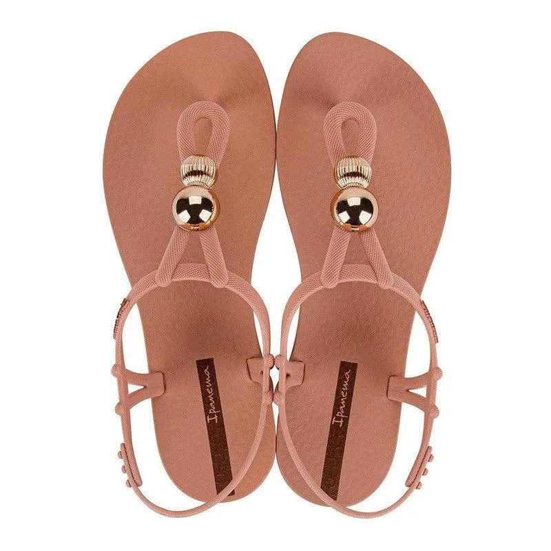 Ipanema Kai Button Trim Thong Sandals - Pink/Bronze