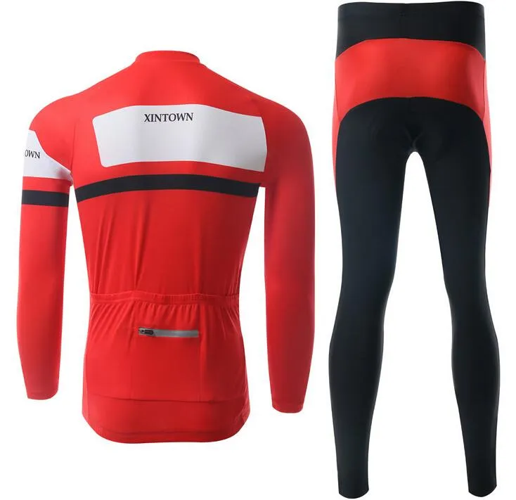 Italy Red and White  Long Sleeve Cycling Jersey Set