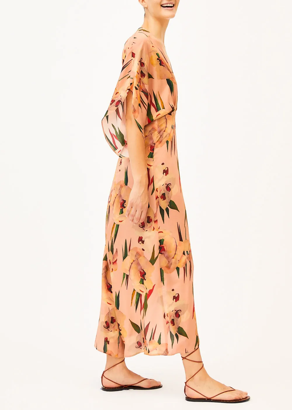 Kelly Pink Floral Backless  Dress