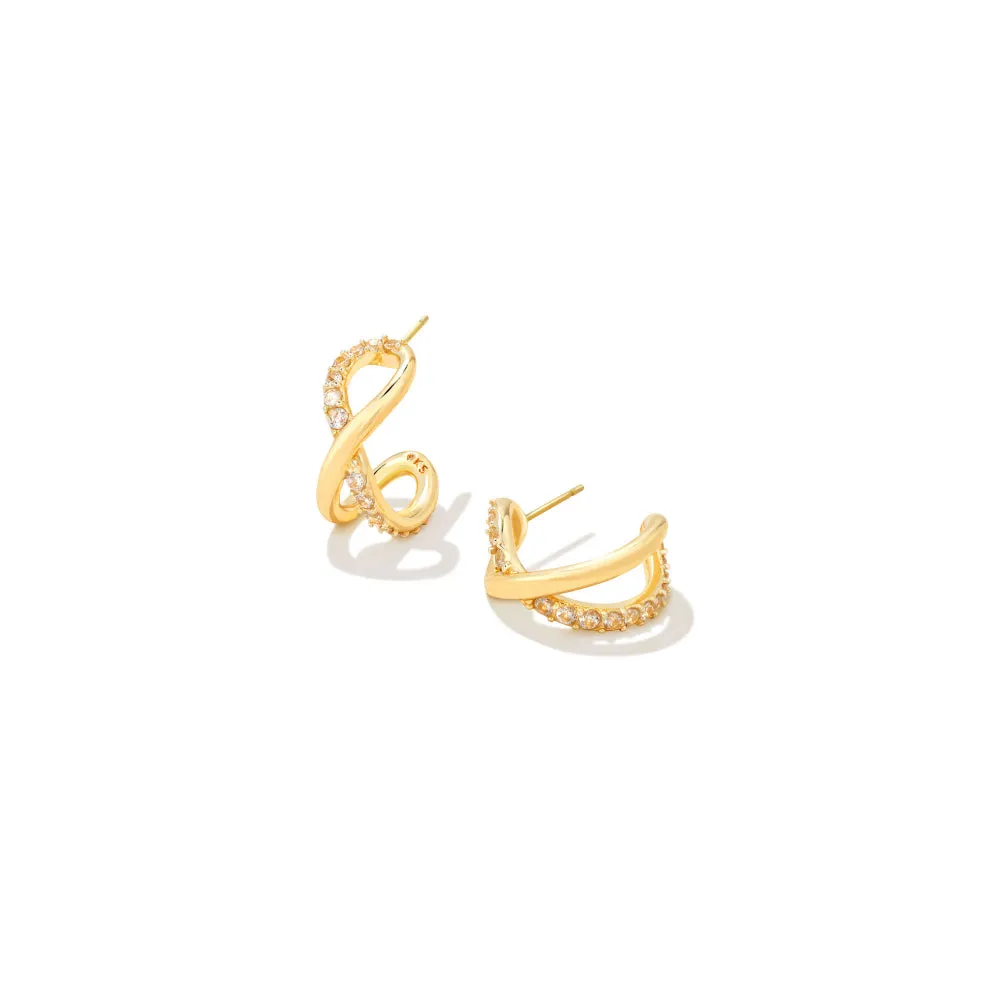 Kendra Scott Annie Infinity Huggie Hoop Earrings in White Crystal