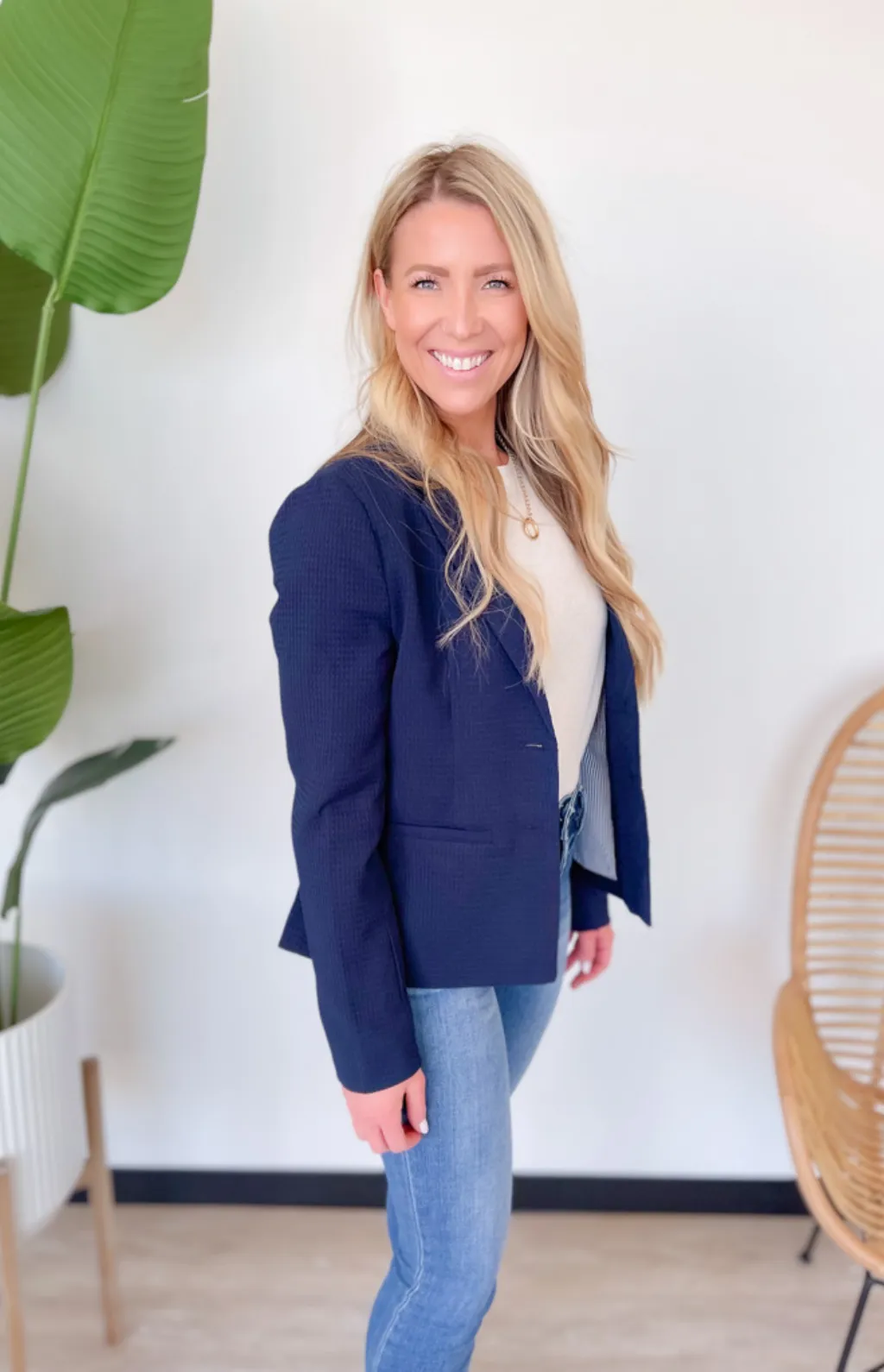 Kimberly Textured Navy Blazer