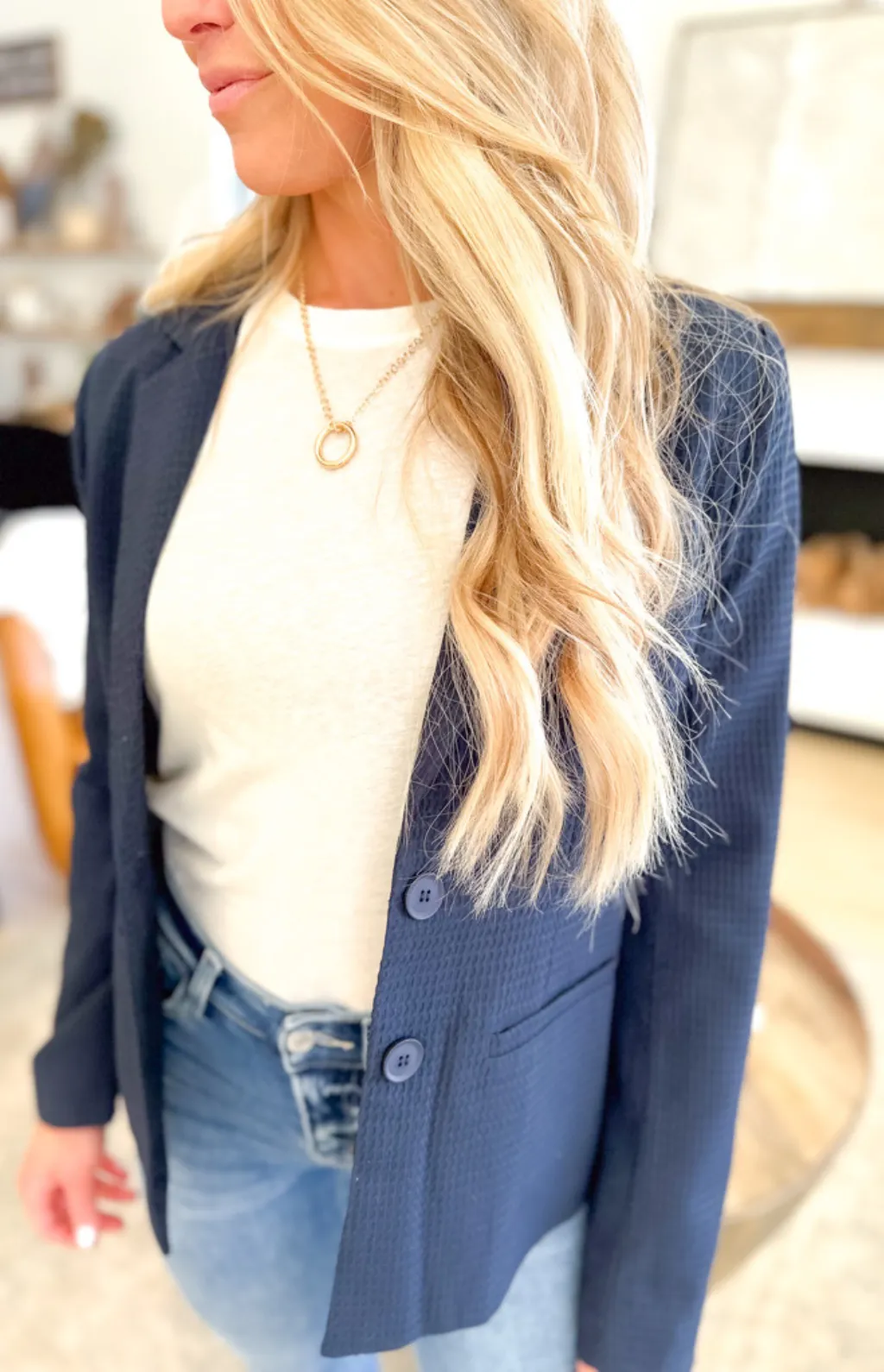 Kimberly Textured Navy Blazer