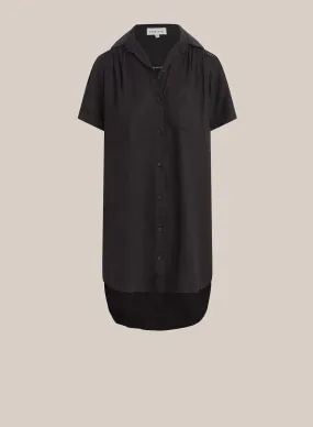 Ladder Trim Shirt Dress - Black