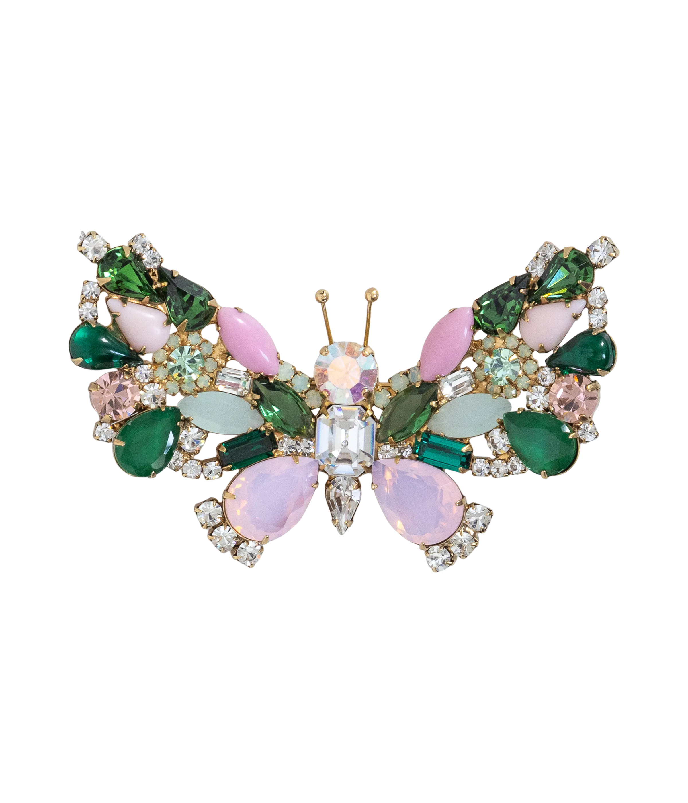 Large Butterfly in Rose Opal / Emerald / Crystal