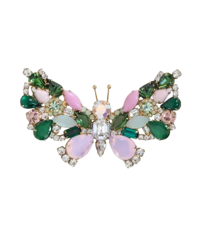 Large Butterfly in Rose Opal / Emerald / Crystal