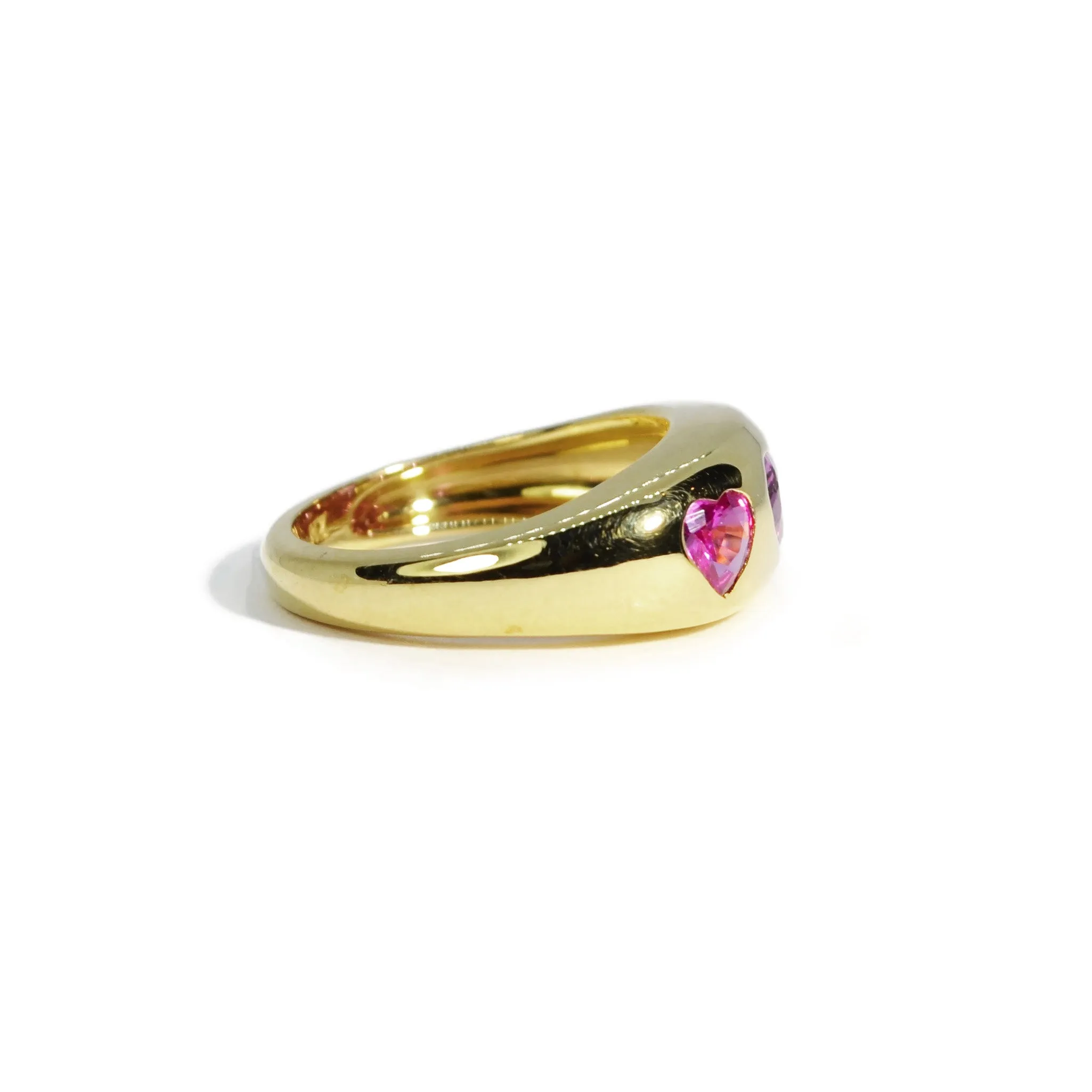 Lauren K - Gypsy Heart Band Ring with Pink Sapphires, 18k Yellow Gold